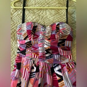 BarIII Pink Geometric Strapless Romper